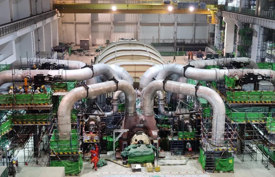 华龙一号福清核电6号机组常规岛汽轮发电机组轴系终找中工作圆满完成