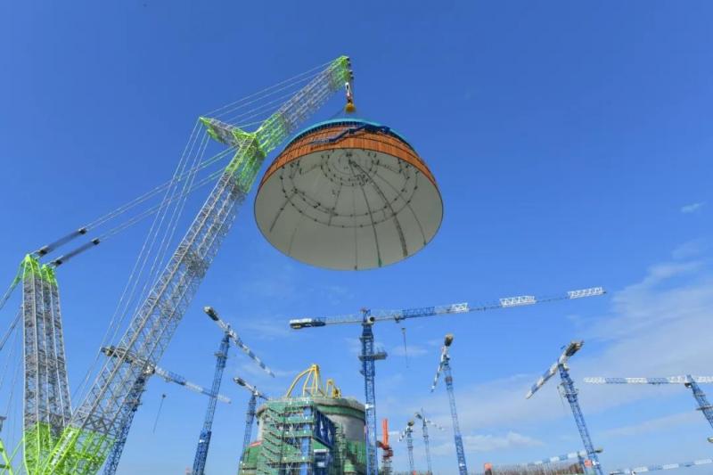国家名片再“加冕”! 华龙一号批量化首堆机组内穹顶吊装成功