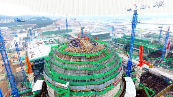 漳州核电1号机组安全壳厂房内穹顶混凝土施工顺利完成