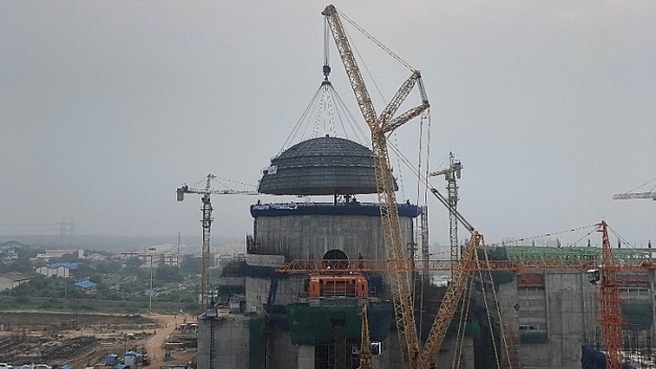 库丹库拉姆3号机组反应堆建筑穹顶安装完毕