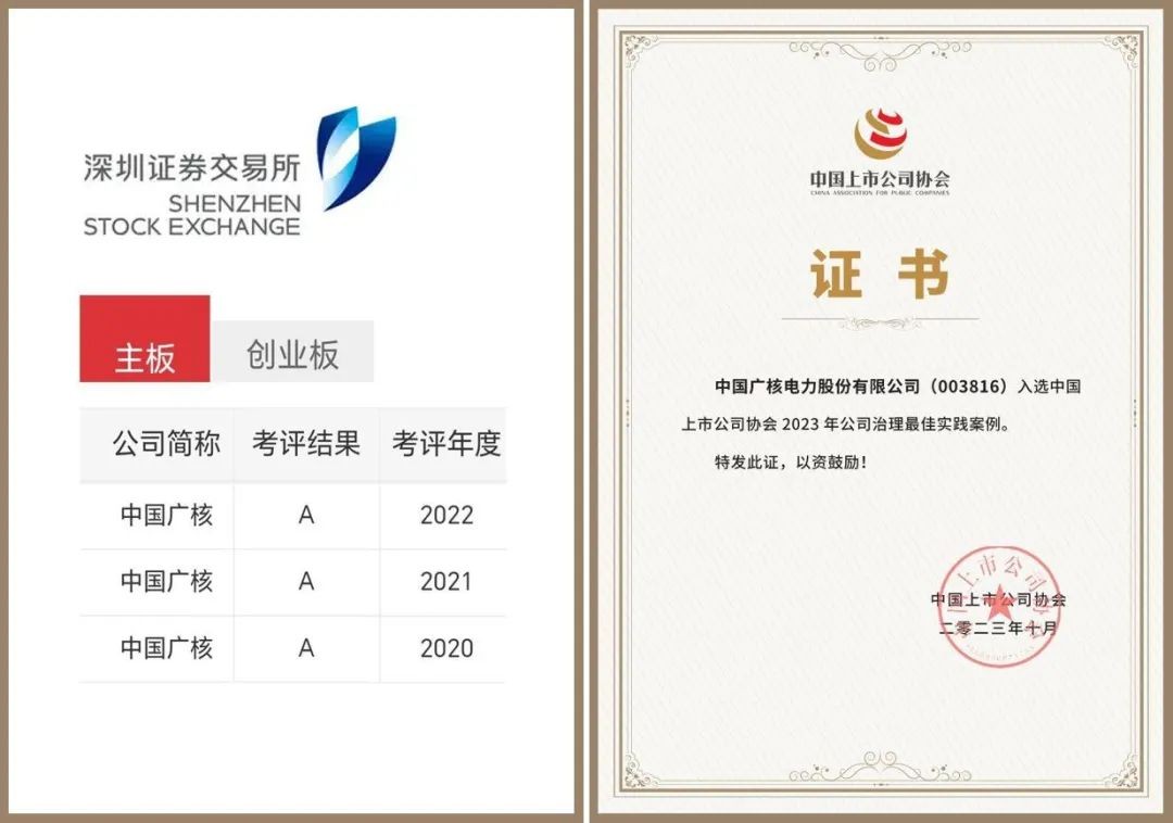 中广核电力、中广核技获深交所信息披露考核最高评级“A”