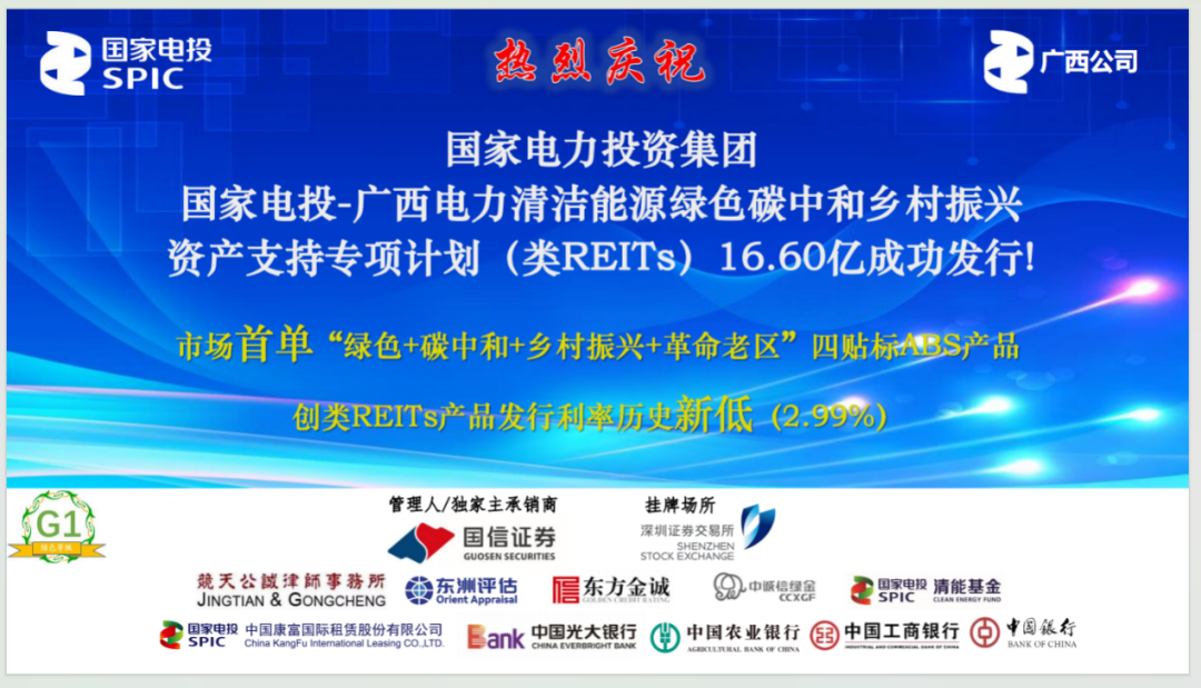 全市场成本最低!国家电投发行清洁能源绿色碳中和乡村振兴类REITs