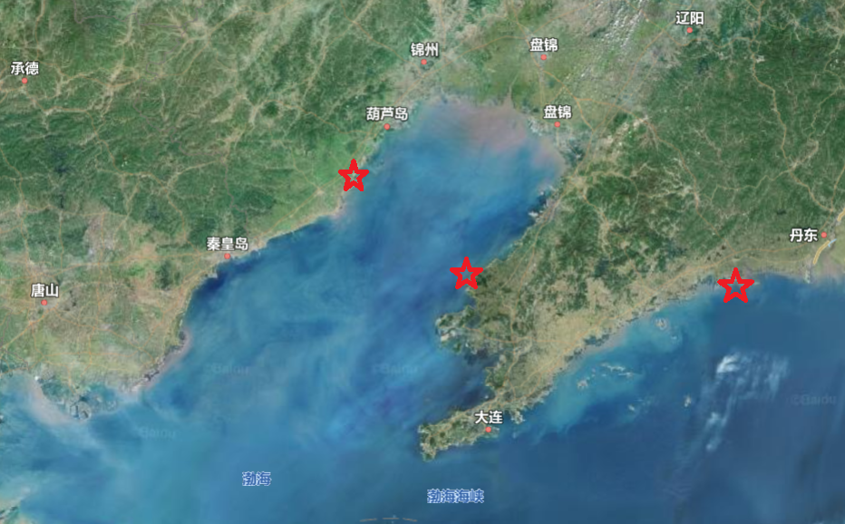 西渤海,东黄海,辽宁的三座核电站