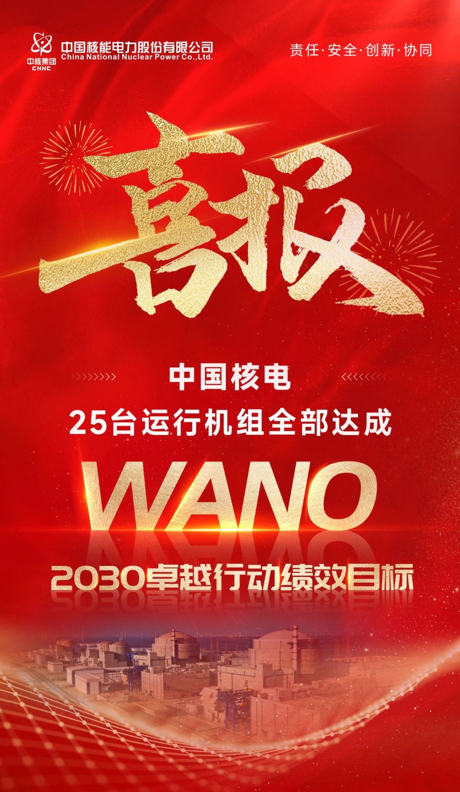 中国核电25台运行机组全部达成WANO 2030卓越行动绩效目标