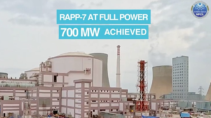 拉贾斯坦(Rajasthan)核电站7号机组(RAPP-7) 首次实现700兆瓦满功率运行