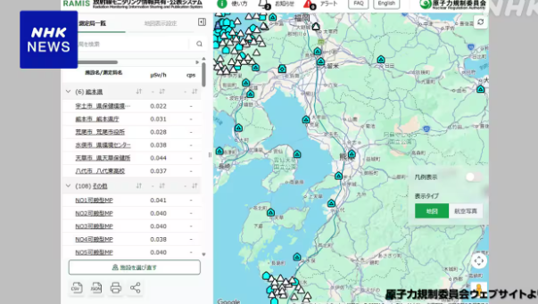 Six radiation monitoring posts in Kumamoto Prefecture, Japan, resumed transmission on the morning of the 30th after being interrupted by power outages caused by the earthquake