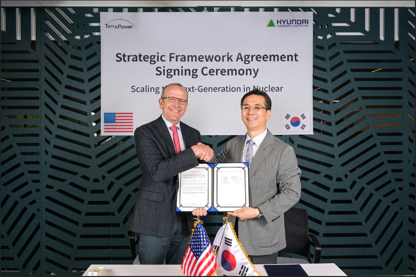 Hyundai Engineering & Construction signe un accord-cadre avec TerraPower pour le projet de centrale nucléaire Natrium